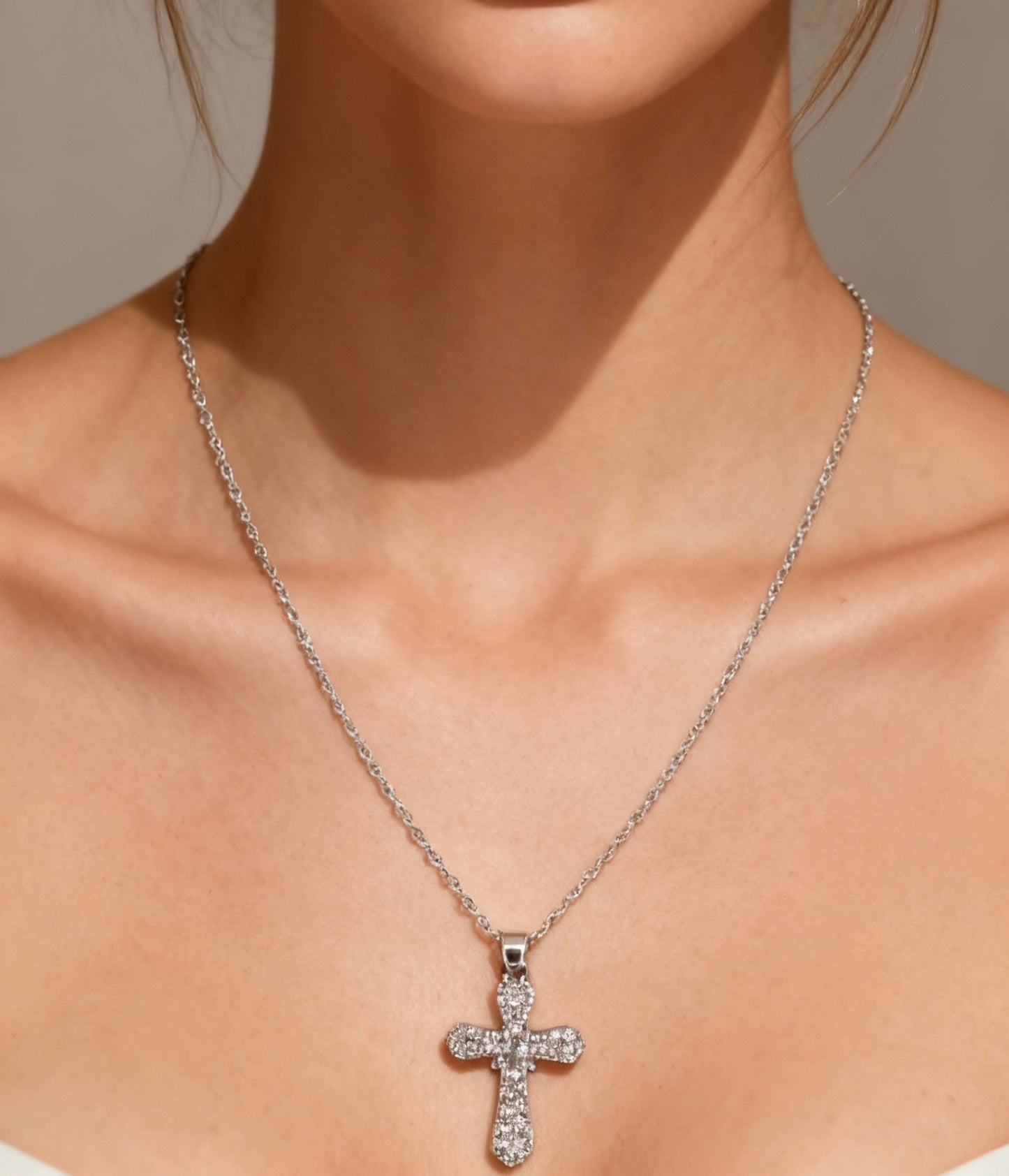 Pave Diamond Cut Cross Necklace
