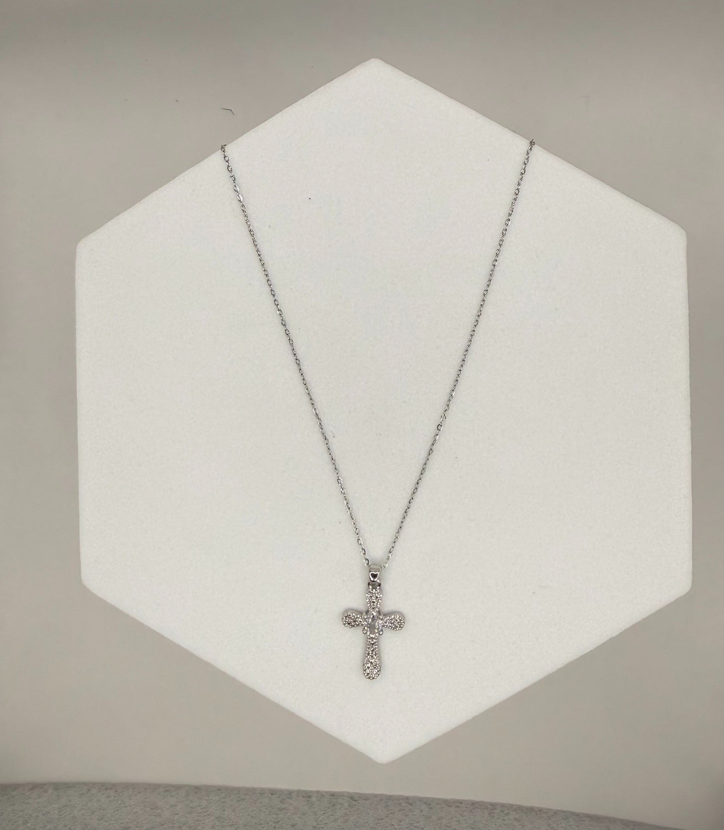 Pave Diamond Cut Cross Necklace