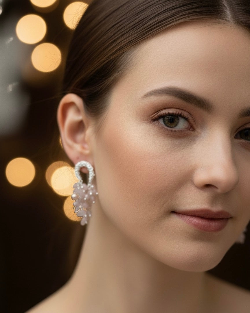 Pink Crystal Drop Earring