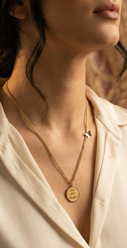 Pray for Us Medal Necklace
