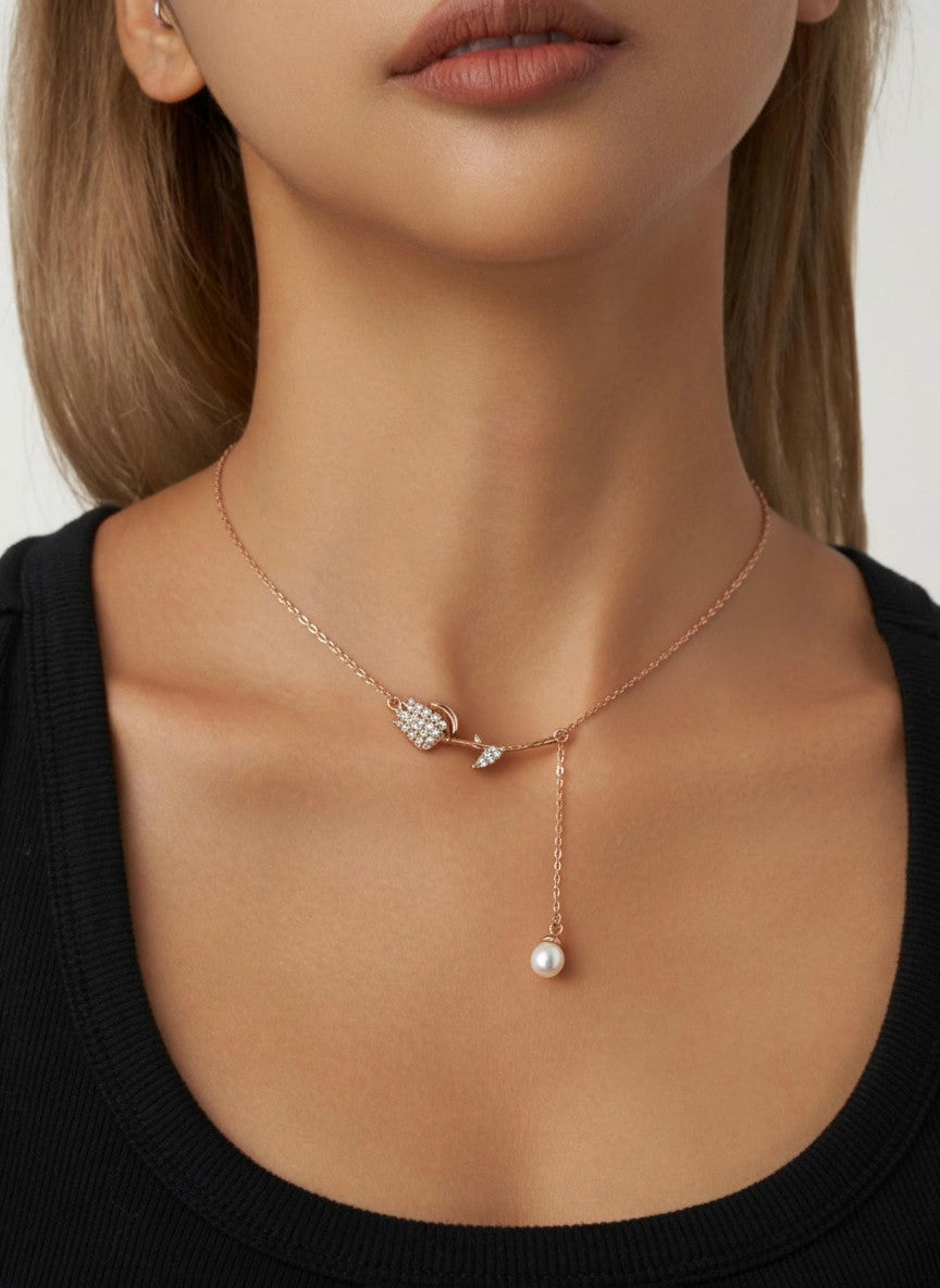 Rose Gold Leaf Pendant Necklace