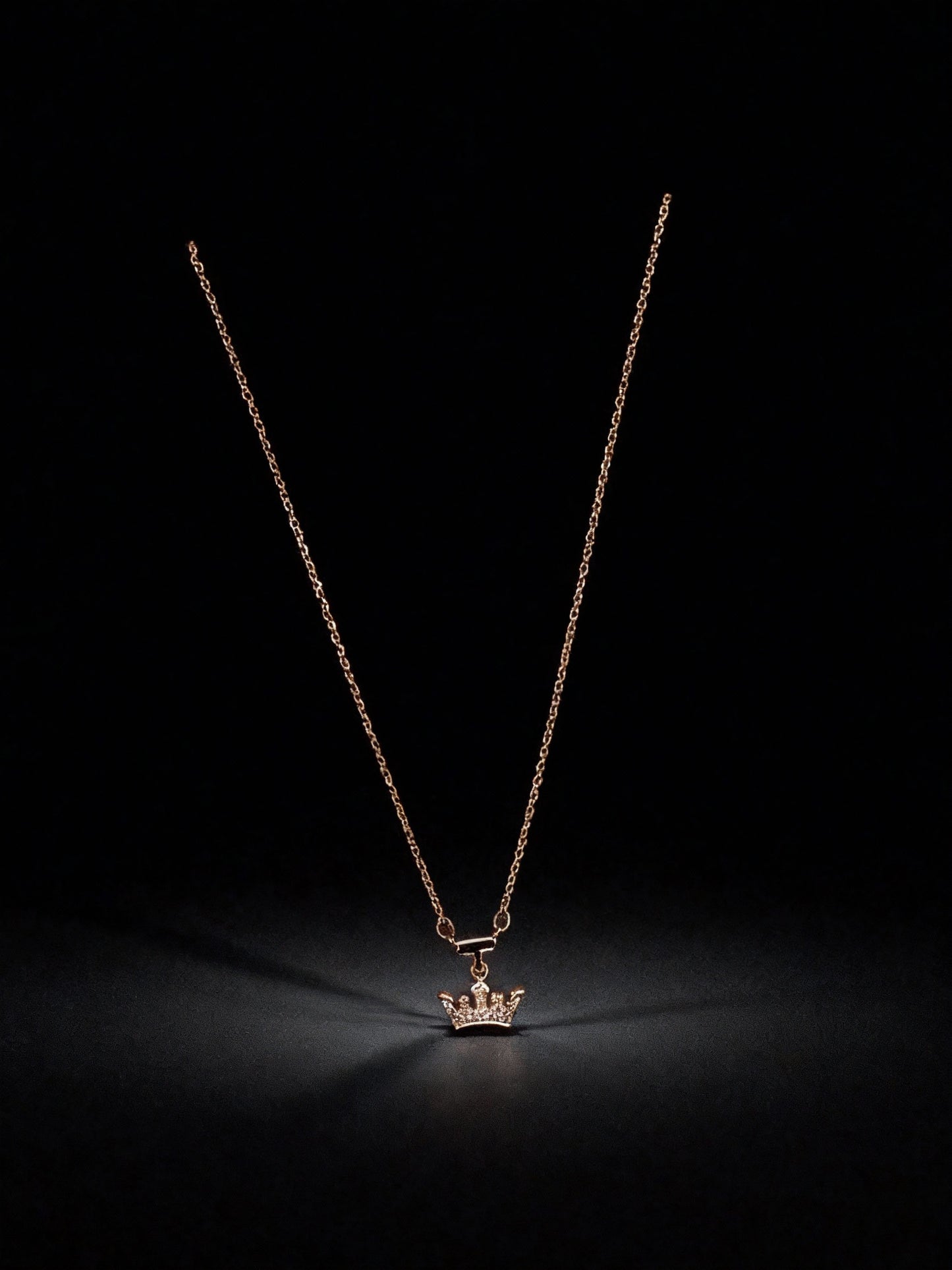 Rose Gold Mini Crown Pendant Necklace