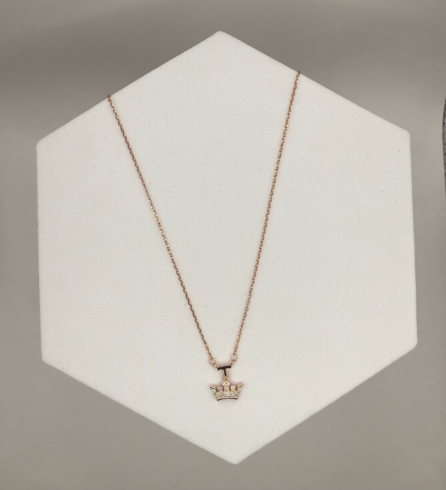 Rose Gold Mini Crown Pendant Necklace