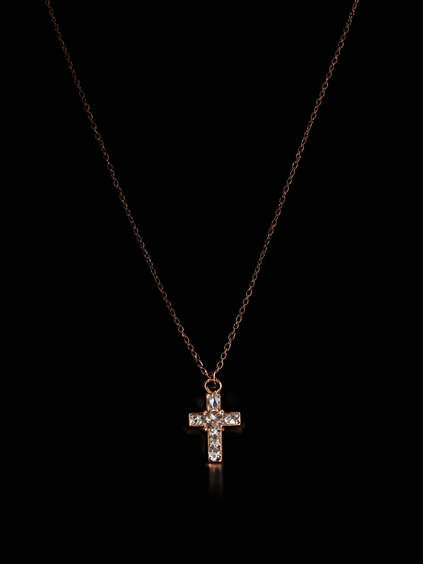 Rose Gold Small Cross Pendant Necklace