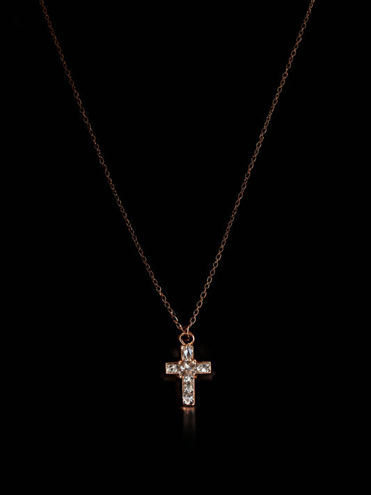Rose Gold Small Cross Pendant Necklace