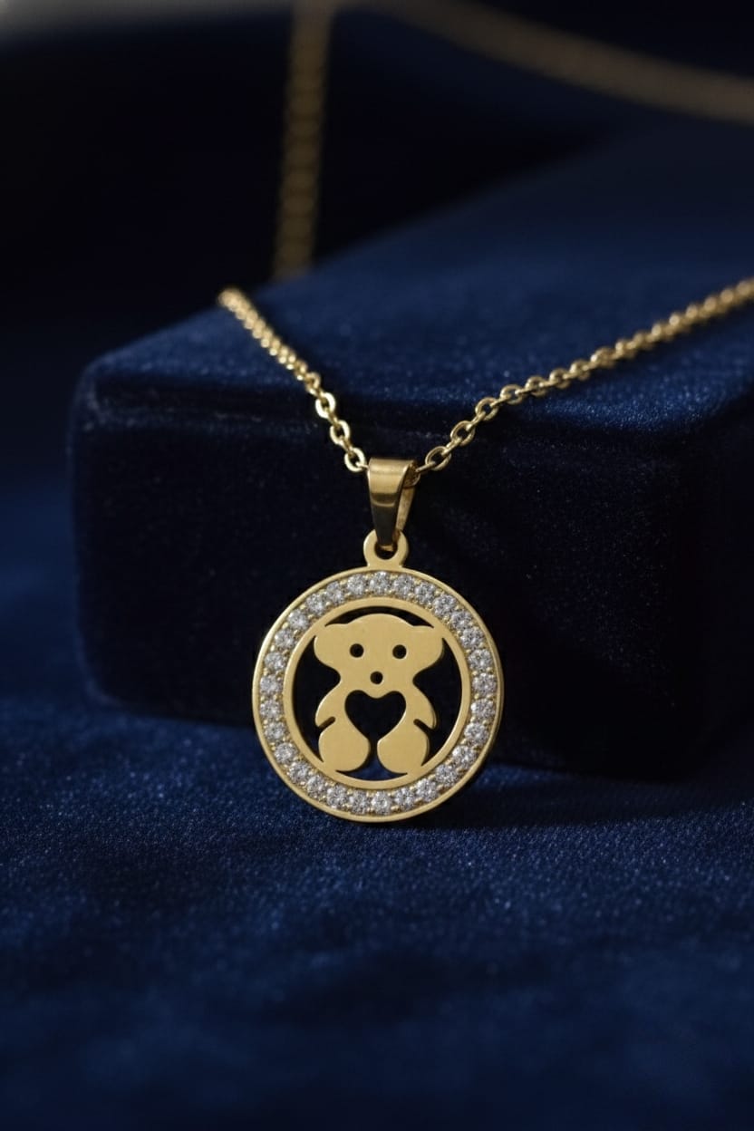 Teddy Bear Dimond Necklace