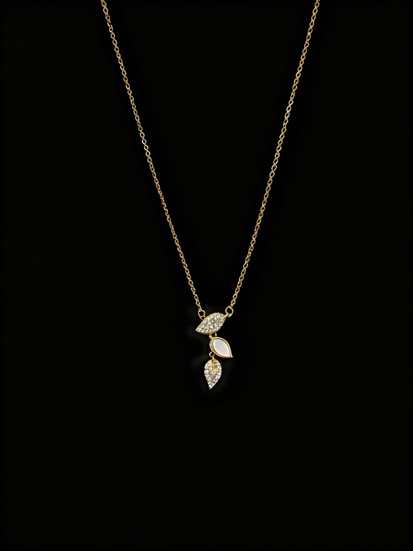 Trinity Leaf Drop Pendant Necklace