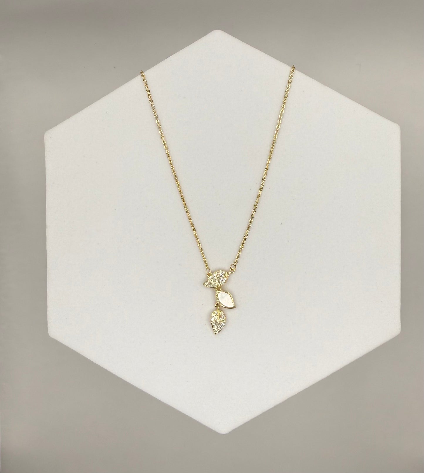 Trinity Leaf Drop Pendant Necklace