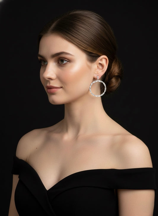 Zirconia Baguette Hoops Earring